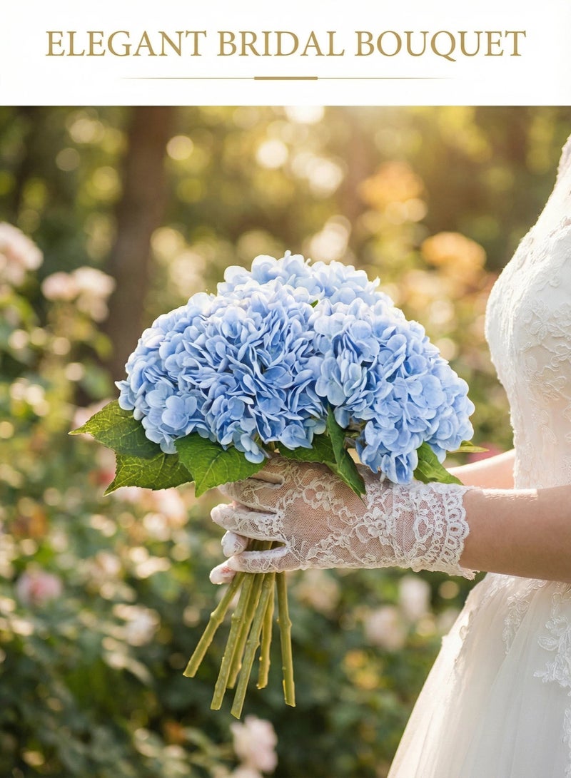 3Pcs Light Blue Real-Touch Hydrangeas Flowers- Home/Wedding/Party/Photo Decor - Image 5